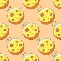 Halloween concept. Vibrant vector seamless pattern of The Moon on beige background. Perfect for wrapping, wallpapers, postcards, web sites, shops