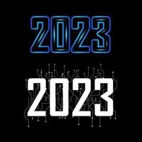 Futuristic and modern Happy New Year 2023 design vector. Twenty Twenty Three vector design.