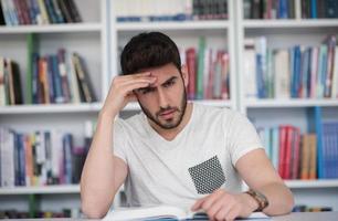 student study  in school library photo