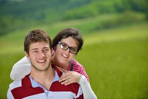 romantic young couple in love together outdoor photo