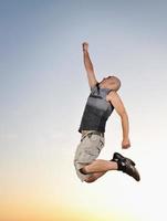 man jump outdoor sunset photo