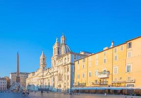 Sunrise light on Piazza Navona - Navona Square - buildings in Rome, Italy photo