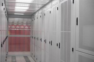 modern server room with white servers photo