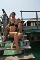 happy young  couple at summer vacation have fun and relax photo