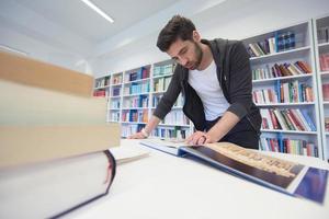 student study  in school library photo