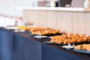 Coffee break table on business seminar photo