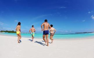 group of happy young people have fun on bach photo