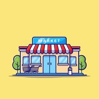 Market Shop Building Cartoon Vector Icon Illustration. Building Business Icon Concept Isolated Premium Vector. Flat Cartoon Style