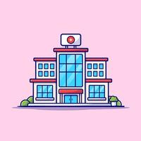 Hospital Building Cartoon Vector Icon Illustration. Healthy Building Icon Concept Isolated Premium Vector. Flat Cartoon Style