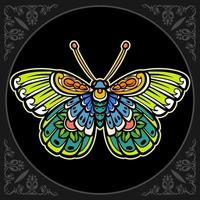 Colorful Beautiful butterfly mandala arts. isolated on black background vector