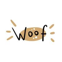 Woof doodle inscription vector