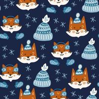 Winter fox childish seamless pattern
