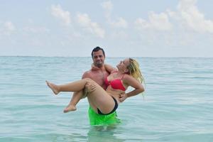 happy young  couple at summer vacation have fun and relax photo