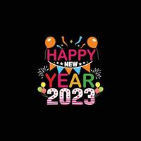 Happy new year 2023. Can be used for happy new year T-shirt fashion design, new year Typography design, kitty swear apparel, t-shirt vectors,  sticker design,  greeting cards, messages,  and mugs vector