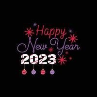 Happy new year 2023. Can be used for happy new year T-shirt fashion design, new year Typography design, kitty swear apparel, t-shirt vectors,  sticker design,  greeting cards, messages,  and mugs vector