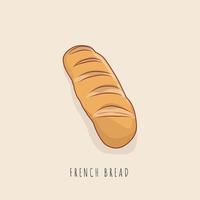 plantilla de pan francés en diseño de dibujos animados para diseño de plantilla de publicidad de alimentos vector