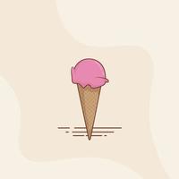 plantilla de helado rosa en diseño de dibujos animados con cono para diseño de publicidad de bebidas vector