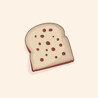 Sliced bread with raisins in cartoon design for food template design vector