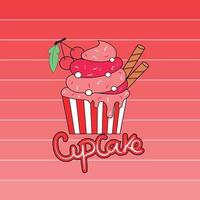 Colorful cute baby cupcake illustration vector