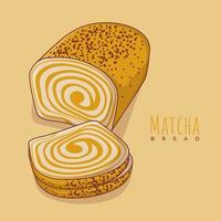Matcha bread template in cartoon design with swirl inside for food advertising design vector