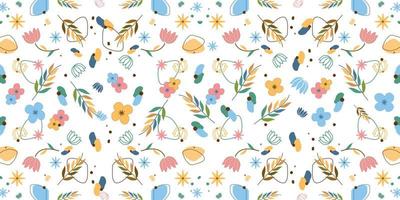 Colorful flat abstract ornamental floral seamless pattern background vector