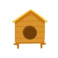 Yellow bee hive on a white background. Bee hive isolate. Stock Vector illustration of bee house with a circular entrance. Insect life in nature. Bees near the hive. Beehive in a tree branch.