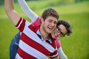 romantic young couple in love together outdoor photo