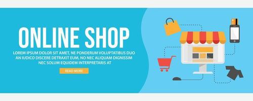 Online shopping web banner template vector