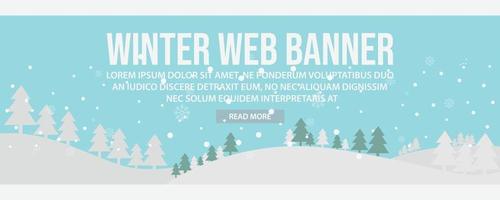 Winter landscape web banner template design vector