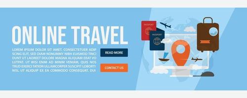 Online travel web banner template design vector