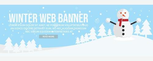 Winter landscape web banner template design vector