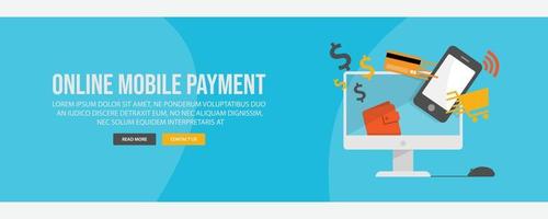 banner web de pago móvil en línea vector