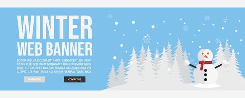 Winter landscape web banner template design vector