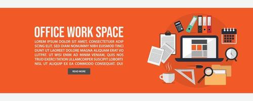 Work space web banner template design vector