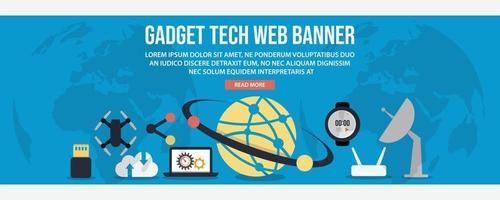 Gadget tech web banner template vector