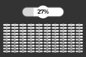 conjunto de diagramas de barras de progreso porcentuales listos para usar para diseño web, interfaz de usuario ui o infografía - indicador con color gris vector