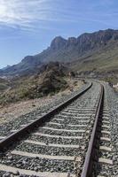 straight and curve of railway photo