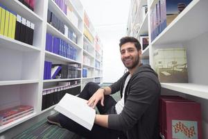 student study  in school library photo