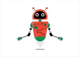 Vector illustration of levitating robot in flat style isolated on white background