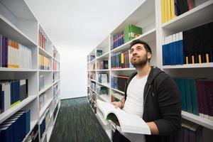 student study  in school library photo