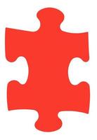 one red piece of jigsaw puzzle photo