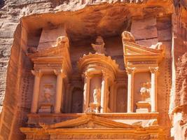 upper part of facade The Treasury temple in Petra photo