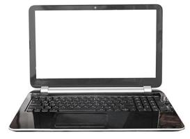 full view of black laptop with cut out screen photo