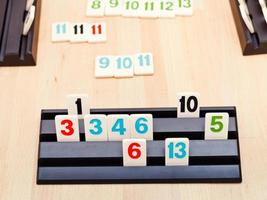 playing rack of Rummikub board game photo