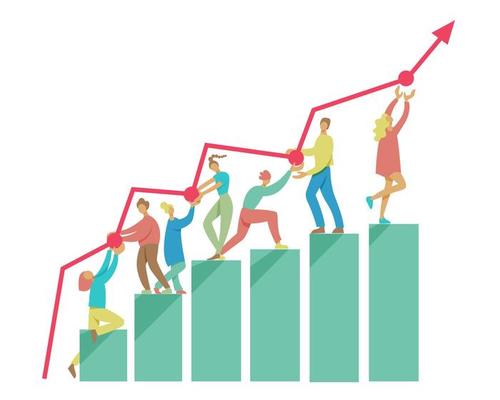team of people raising up infographic arrow