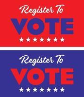 Register to Vote rectangular signs with stars vector