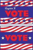 Register to Vote rectangular signs with stars and stripes vector