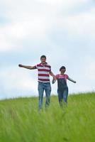 romantic young couple in love together outdoor photo