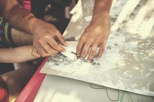 white color hand prints photo