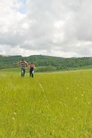 romantic young couple in love together outdoor photo